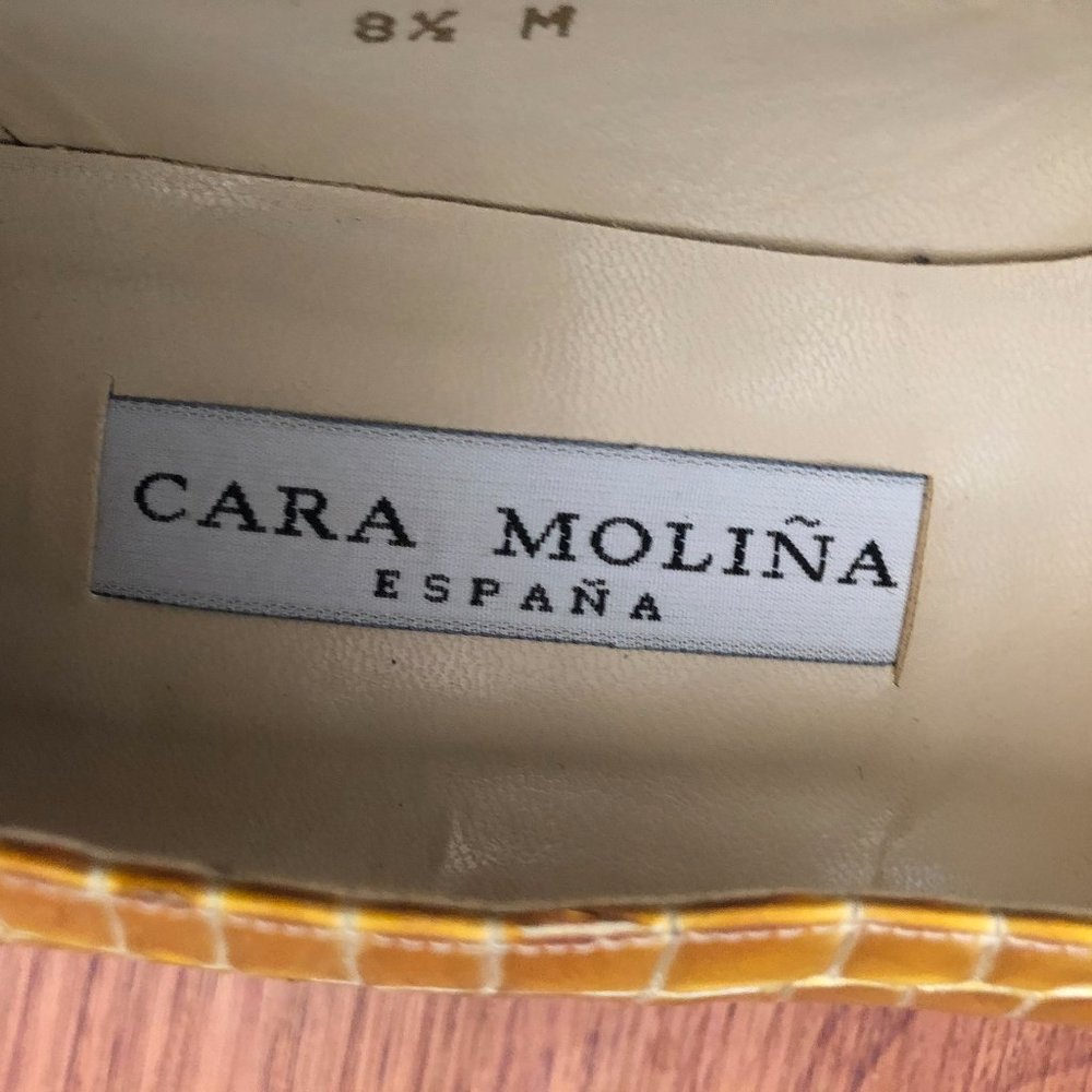Cara Molina Yellow croc faux square toes & heels - Picture 6 of 7